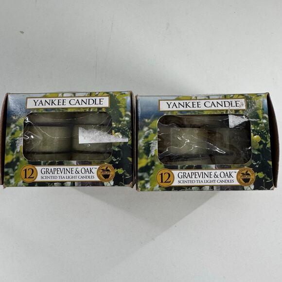 Yankee Candle “GRAPEVINE & OAK 21 Scented Tea Lights Retired Rare - Picture 2 of 4